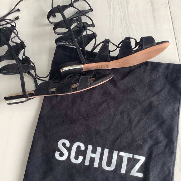 SCHUTZ Black Suede Gladiator Sandals - Picture 4 of 5